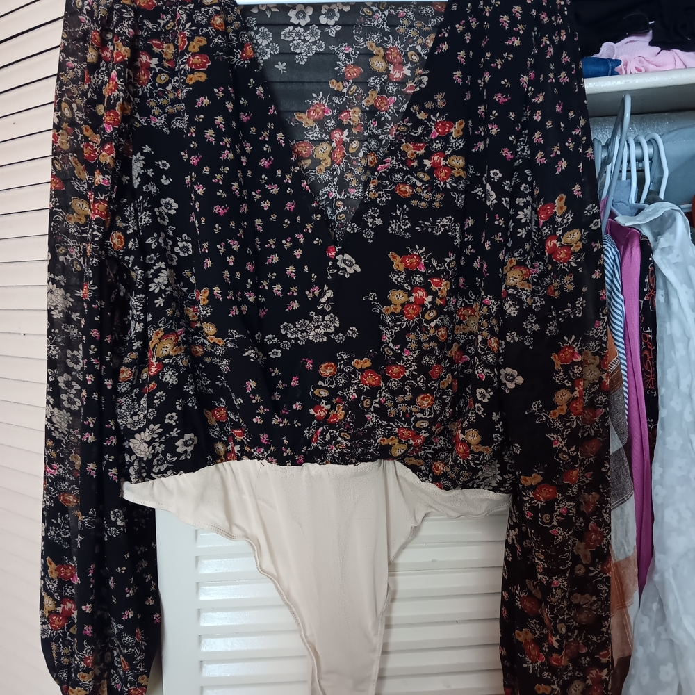 Floral Black Sheer Women's Top